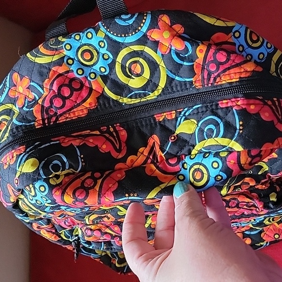 Backpack Quilted Multi Color Paisly Inspired Print Multi Color NWT - Picture 4 of 10